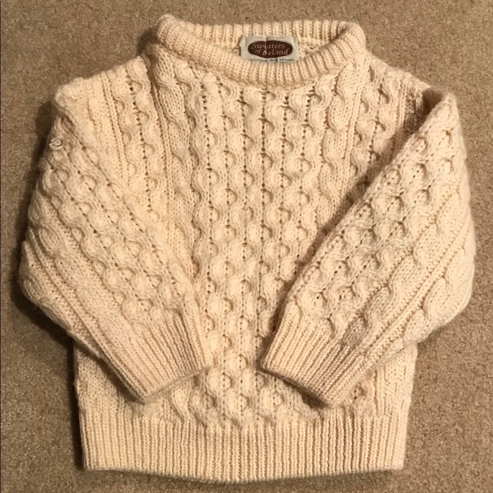 Hand finished Irish wool knit sweater